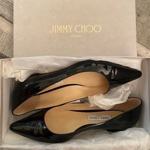 jimmy choo romy flat black patent leather